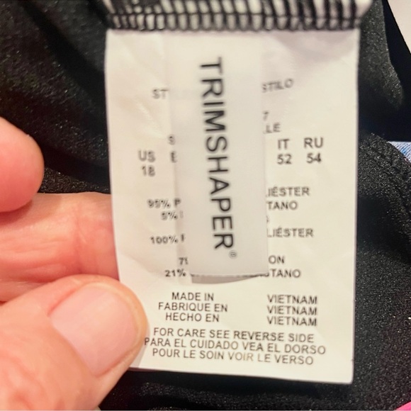 TrimShaper Pink and Blue Two Tier Ruffle Tankini Top Swim Women’s Size 18 NWT - Picture 10 of 13